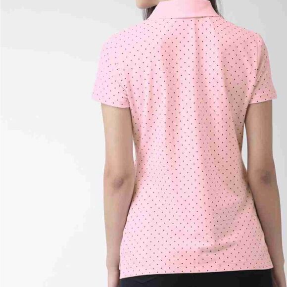 Tommy Hilfiger Classic Fit Pink Dotted Women's Polo - Picture 3 of 15
